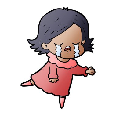 vektör çizim karikatür kız ağlıyor