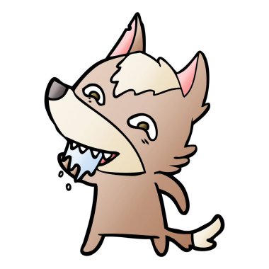 vektör çizim karikatür aç kurt