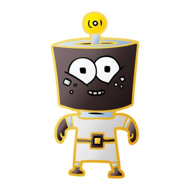 mutlu enerjik karikatür robot