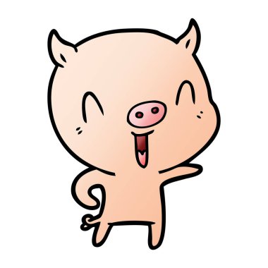 mutlu karikatür domuz vektör çizim