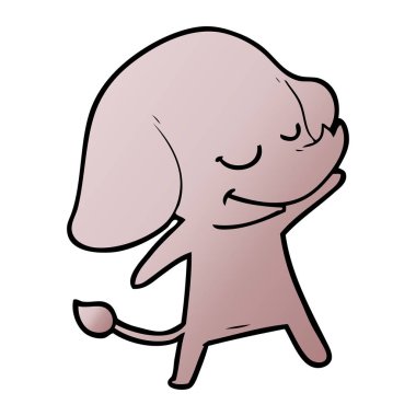 vektör çizim karikatür fil gülümseyen