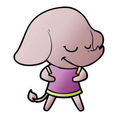 vektör çizim karikatür fil gülümseyen