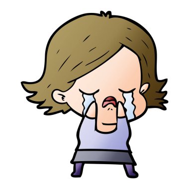 vektör çizim karikatür kız ağlıyor
