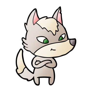 vektör çizim dostu karikatür kurt