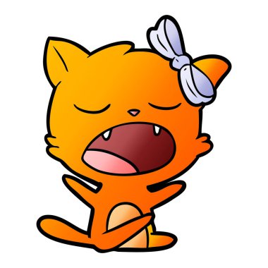 vektör çizim karikatür esneme kedi