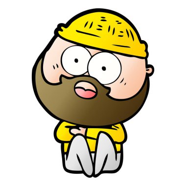 şaşırmış sakallı adam çizgi film