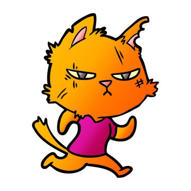 vektör çizim karikatür kedi çalıştıran