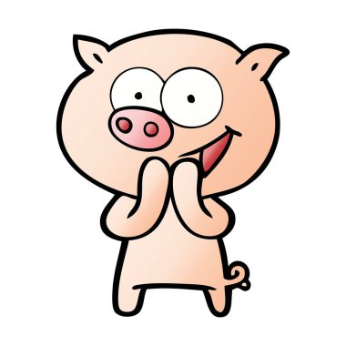 neşeli domuz karikatür vektör çizim