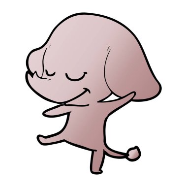 vektör çizim karikatür fil gülümseyen