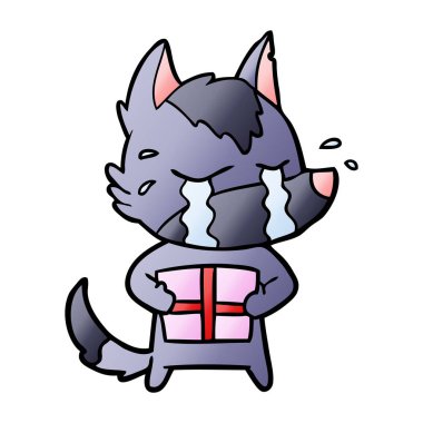 vektör çizim karikatür ağlayan kurt