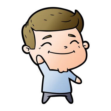 mutlu çizgi film adam vektör çizim