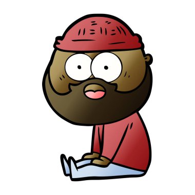 oturan sakallı adam çizgi film