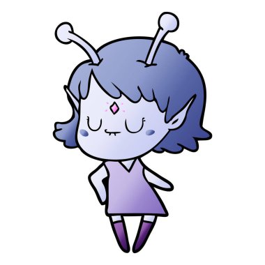 vektör çizim karikatür uzaylı kız