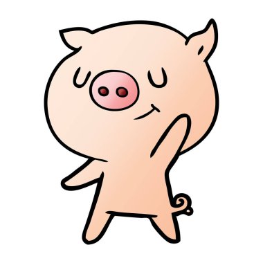 mutlu karikatür domuz vektör çizim