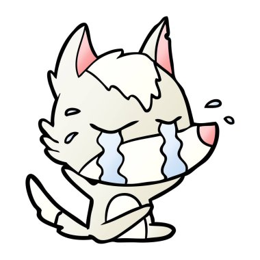 vektör çizim karikatür ağlayan kurt