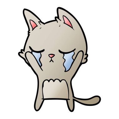 vektör çizim karikatür kedi ağlama