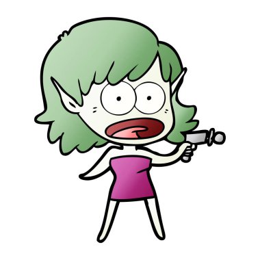 ışın silahı çizgi film şok uzaylı kızla