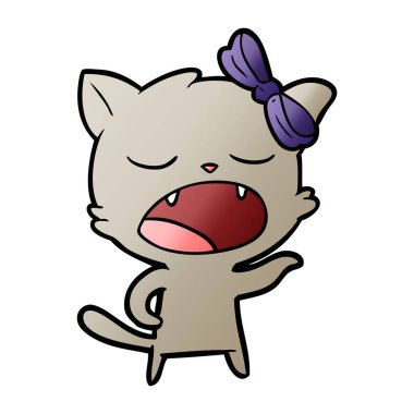 vektör çizim karikatür esneme kedi