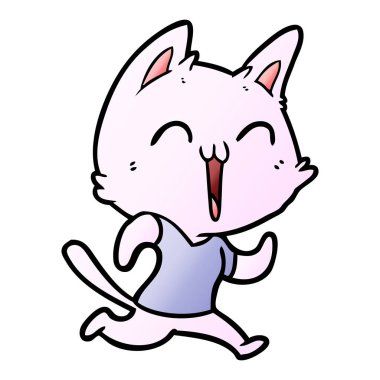 vektör çizim karikatür mutlu kedi