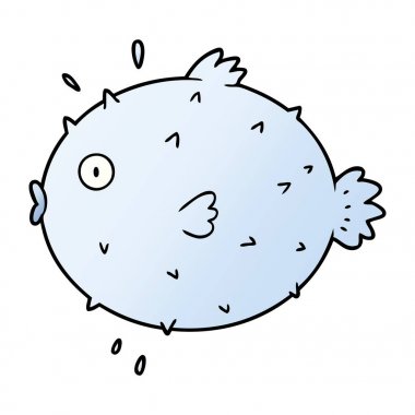 vektör çizim karikatür kirpi balığı