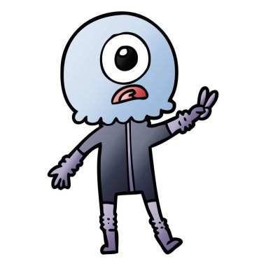 Tepegöz'ü uzaylı uzaylı barış işareti veren çizgi film