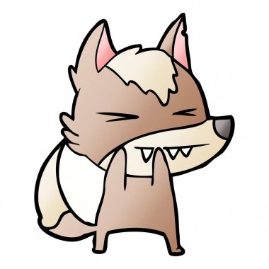 vektör çizim öfkeli wolf çizgi film