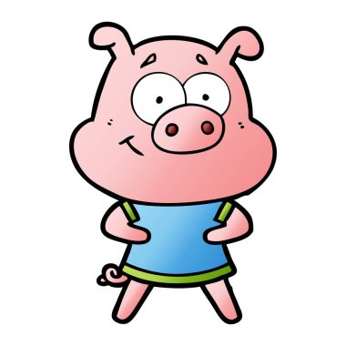 mutlu karikatür domuz vektör çizim