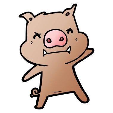 kızgın çizgi film domuz vektör çizim