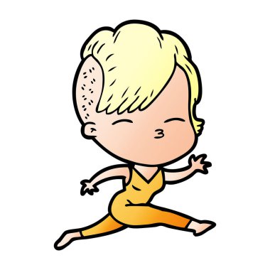 vektör çizim karikatür kız sıçramak