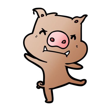 kızgın çizgi film domuz vektör çizim