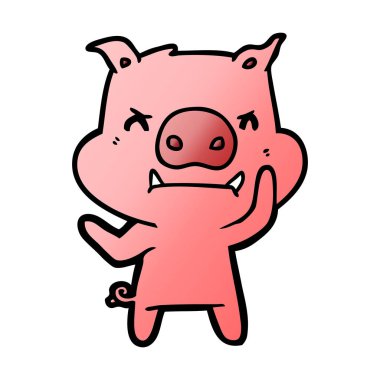 kızgın çizgi film domuz vektör çizim