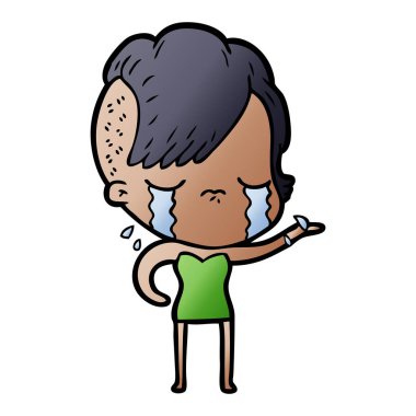 Ağlayan kızın vektör çizimi