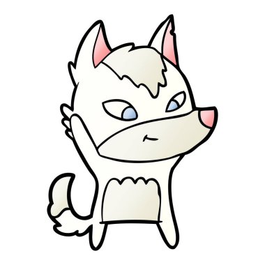 vektör çizim dostu karikatür kurt