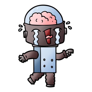 vektör çizim robot ağlıyor çizgi film