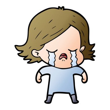 vektör çizim karikatür kız ağlıyor