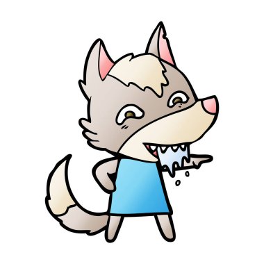 vektör çizim karikatür aç kurt