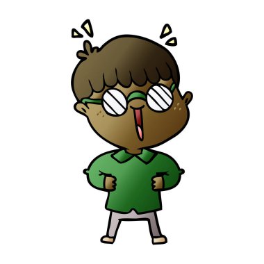 çizgi film çocuk gözlük takıyor