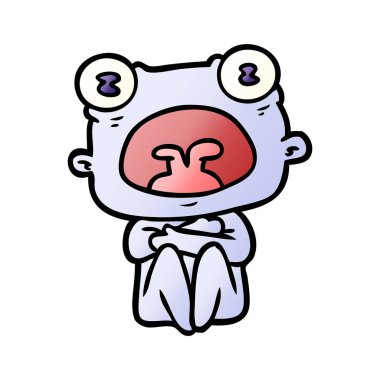 çizgi film garip yaratık kadar huddled