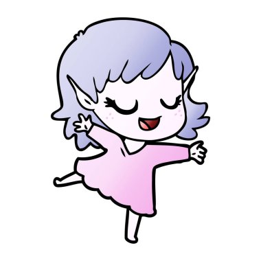 mutlu karikatür elf kızı