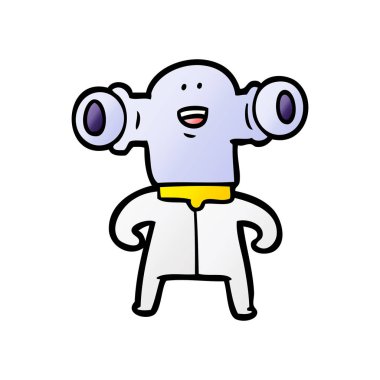 Dostu karikatür uzaylı vektör çizim