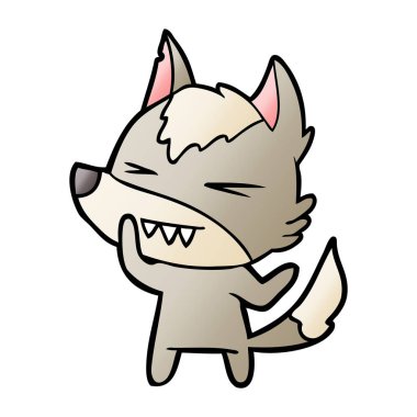 vektör çizim öfkeli wolf çizgi film