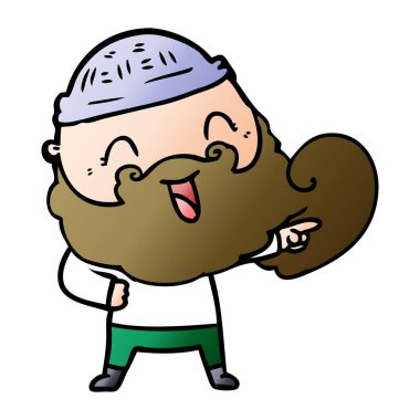 Sakal ve kış şapka ile mutlu adam