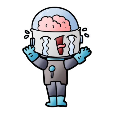 vektör çizim robot ağlıyor çizgi film