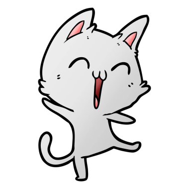 vektör çizim karikatür mutlu kedi