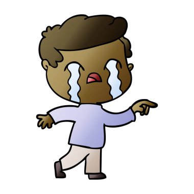 vektör çizim karikatür adam ağlıyor