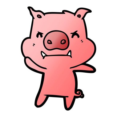 kızgın çizgi film domuz vektör çizim