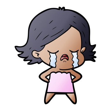 vektör çizim karikatür kız ağlıyor