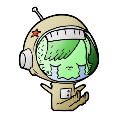 vektör çizim karikatür ağlayan astronot