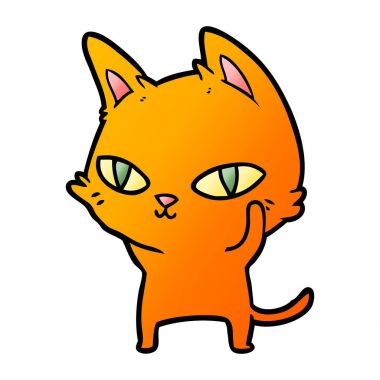 parlak gözleri ile karikatür kedi