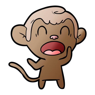 bağırarak karikatür maymun vektör çizim